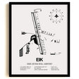 Framed Detailed Airport Map of Erie Municipal Airport (EIK) in White with a Black Frame