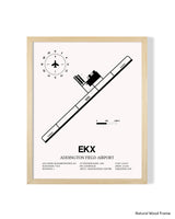 Detailed Airport Map of Addington Field Airport (EKX) in White with a Natural Frame