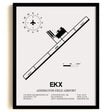 Framed Detailed Airport Map of Addington Field Airport (EKX) in White with a Black Frame