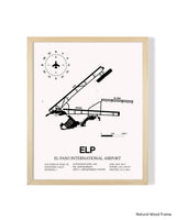 Detailed Airport Map of El Paso International Airport (ELP) in White with a Natural Frame