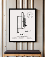 Framed Detailed Airport Map of Vance Air Force Base (END) in White with a Black Frame
