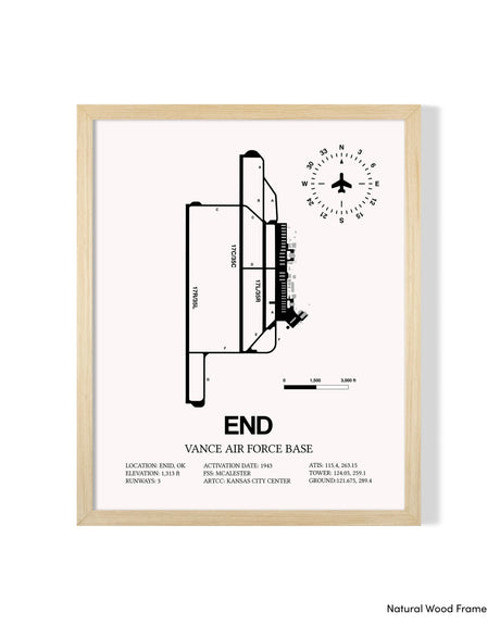 Detailed Airport Map of Vance Air Force Base (END) in White with a Natural Frame