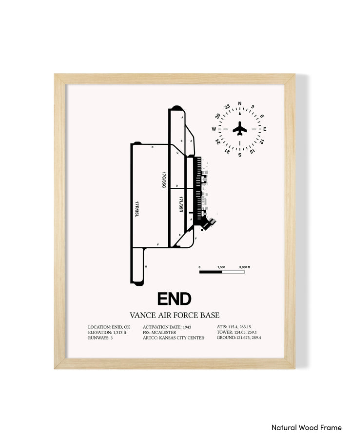Detailed Airport Map of Vance Air Force Base (END) in White with a Natural Frame