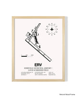 Detailed Airport Map of Kerrville Municipal Airport/Louis Schreiner Field (ERV) in White with a Natural Frame