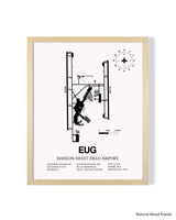 Detailed Airport Map of Mahlon Sweet Field Airport (EUG) in White with a Natural Frame