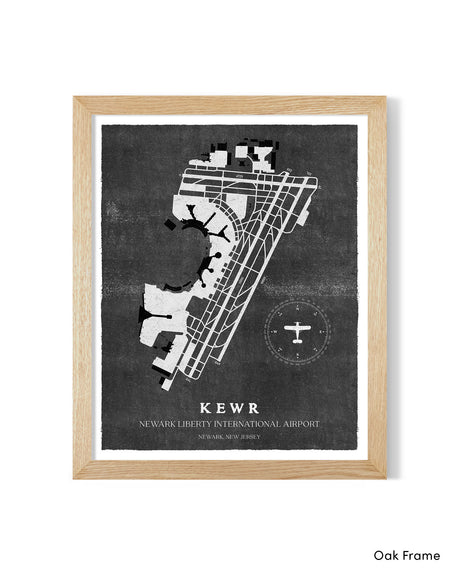 EWR Airport Map, Vintage Style, Newark Liberty International Airport Print