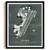 EWR Airport Map, Vintage Style, Newark Liberty International Airport Print