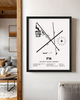 Framed Detailed Airport Map of Wichita Valley Airport (F14) in White with a Black Frame