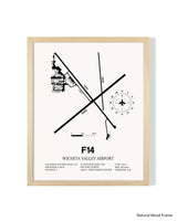 Detailed Airport Map of Wichita Valley Airport (F14) in White with a Natural Frame