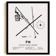 Framed Detailed Airport Map of Wichita Valley Airport (F14) in White with a Black Frame