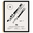 Framed Detailed Airport Map of Fairbanks International Airport (FAI) in White with a Black Frame