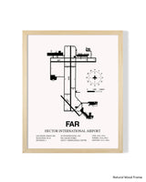 Detailed Airport Map of Hector International Airport (FAR) in White with a Natural Frame