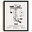 Framed Detailed Airport Map of Hector International Airport (FAR) in White with a Black Frame