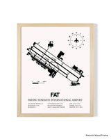 Detailed Airport Map of Fresno Yosemite International Airport (FAT) in White with a Natural Frame