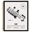 Framed Detailed Airport Map of Fresno Yosemite International Airport (FAT) in White with a Black Frame