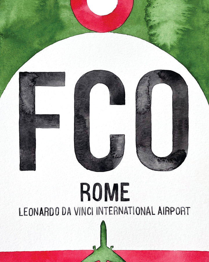 Closeup Watercolor Print of Leonardo da Vinci International Airport (FCO)