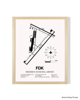 Detailed Airport Map of Frederick Municipal Airport (FDK) in White with a Natural Frame