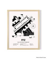 Detailed Airport Map of Falcon Field (FFZ) in White with a Natural Frame