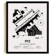 Framed Detailed Airport Map of Falcon Field (FFZ) in White with a Black Frame