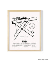 Detailed Airport Map of Fernandina Beach Municipal Airport (FHB) in White with a Natural Frame