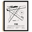 Framed Detailed Airport Map of Fernandina Beach Municipal Airport (FHB) in White with a Black Frame
