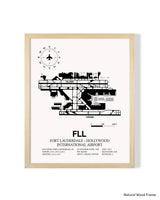 Detailed Airport Map of Fort Lauderdale/Hollywood International Airport (FLL) in White with a Natural Frame