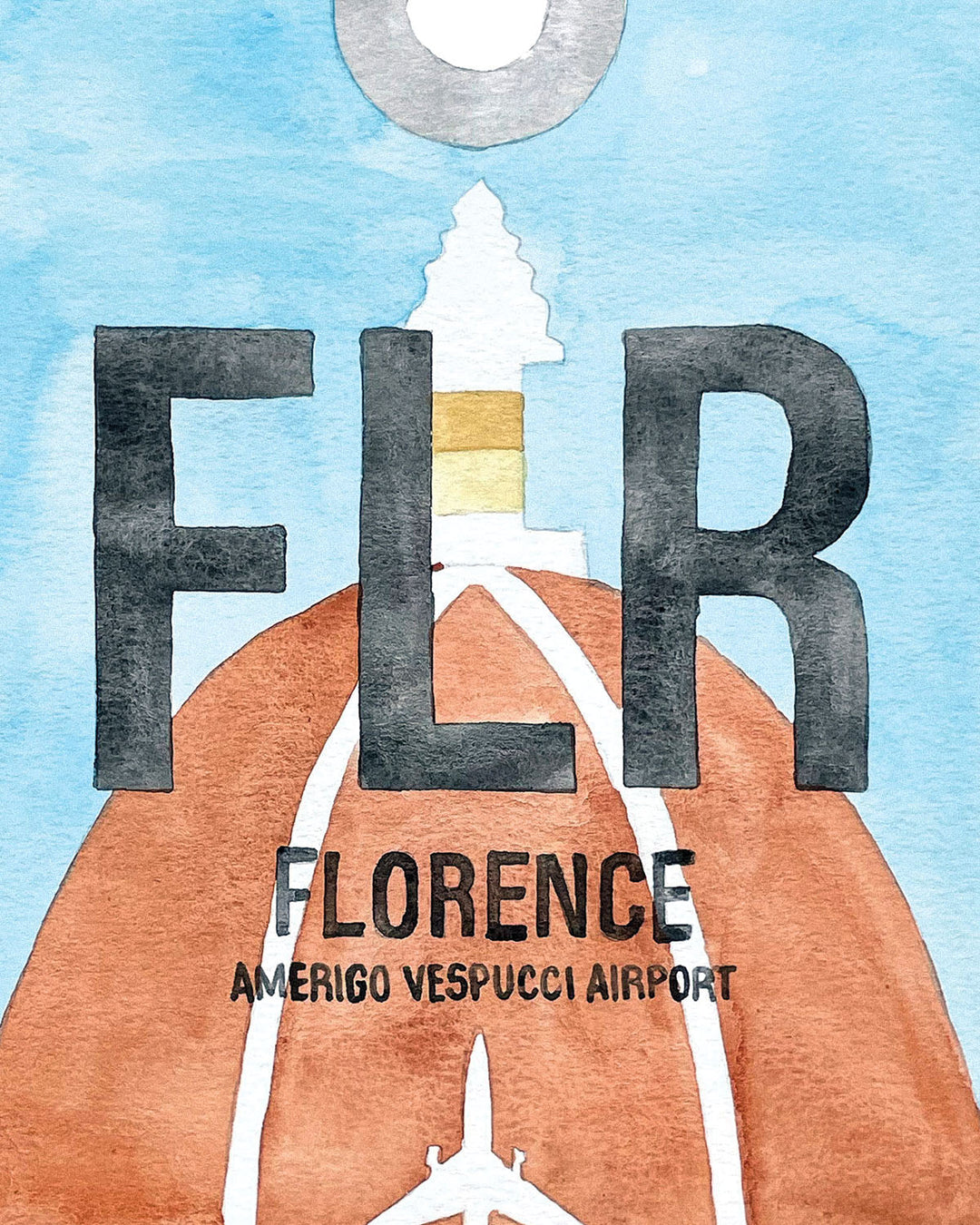 Closeup Watercolor Print of Amerigo Vespucci Airport (FLR)