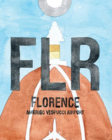 Closeup Watercolor Print of Amerigo Vespucci Airport (FLR)