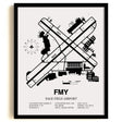 Framed Detailed Airport Map of Page Field (FMY) in White with a Black Frame