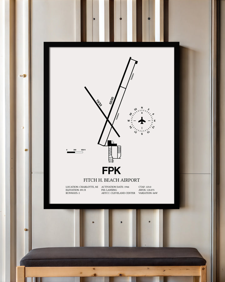 FPK Airport Map, Fitch H. Beach Airport Print