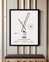 Framed Detailed Airport Map of Fitch H Beach Airport (FPK) in White with a Black Frame