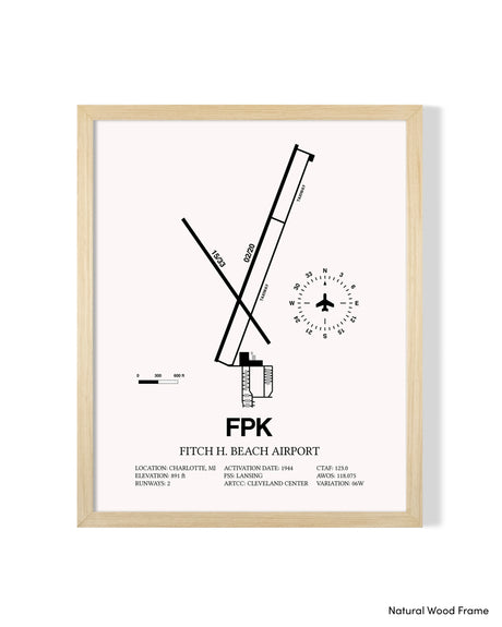 Detailed Airport Map of Fitch H Beach Airport (FPK) in White with a Natural Frame