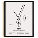 Framed Detailed Airport Map of Fitch H Beach Airport (FPK) in White with a Black Frame