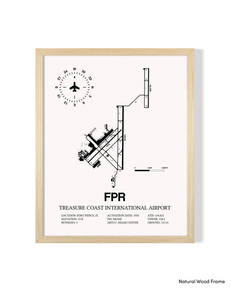 Detailed Airport Map of Treasure Coast International Airport (FPR) in White with a Natural Frame