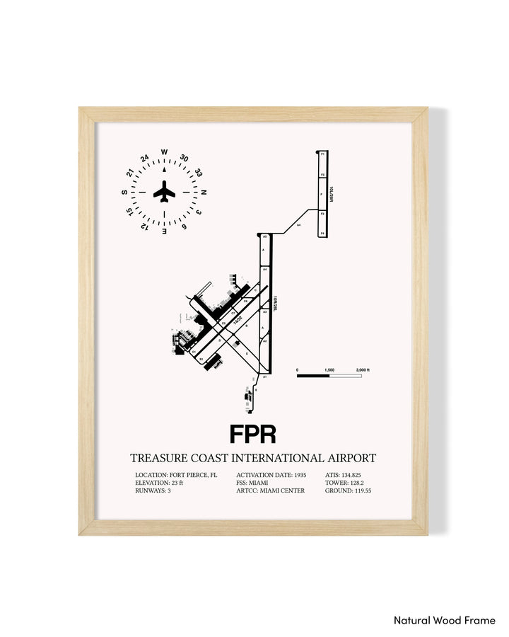 Detailed Airport Map of Treasure Coast International Airport (FPR) in White with a Natural Frame
