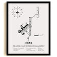 Framed Detailed Airport Map of Treasure Coast International Airport (FPR) in White with a Black Frame
