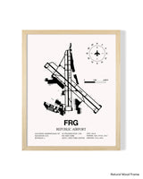 Detailed Airport Map of Republic Airport (FRG) in White with a Natural Frame
