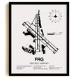 Framed Detailed Airport Map of Republic Airport (FRG) in White with a Black Frame