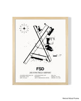 Detailed Airport Map of Joe Foss Field Airport (FSD) in White with a Natural Frame