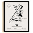 Framed Detailed Airport Map of Joe Foss Field Airport (FSD) in White with a Black Frame
