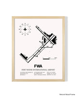 Detailed Airport Map of Fort Wayne International Airport (FWA) in White with a Natural Frame