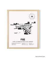 Detailed Airport Map of Fort Lauderdale Executive Airport (FXE) in White with a Natural Frame