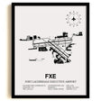 Framed Detailed Airport Map of Fort Lauderdale Executive Airport (FXE) in White with a Black Frame