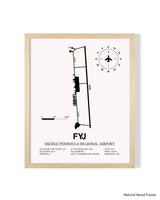 Detailed Airport Map of Middle Peninsula Regional Airport (FYJ) in White with a Natural Frame