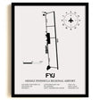 Framed Detailed Airport Map of Middle Peninsula Regional Airport (FYJ) in White with a Black Frame