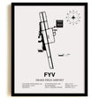 Framed Detailed Airport Map of Drake Field (FYV) in White with a Black Frame