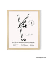 Detailed Airport Map of Northeast Wyoming Regional Airport (GCC) in White with a Natural Frame