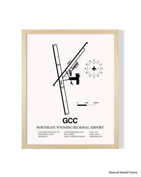 Detailed Airport Map of Northeast Wyoming Regional Airport (GCC) in White with a Natural Frame