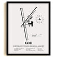 Framed Detailed Airport Map of Northeast Wyoming Regional Airport (GCC) in White with a Black Frame