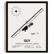 Framed Detailed Airport Map of Greeneville Municipal Airport (GCY) in White with a Black Frame